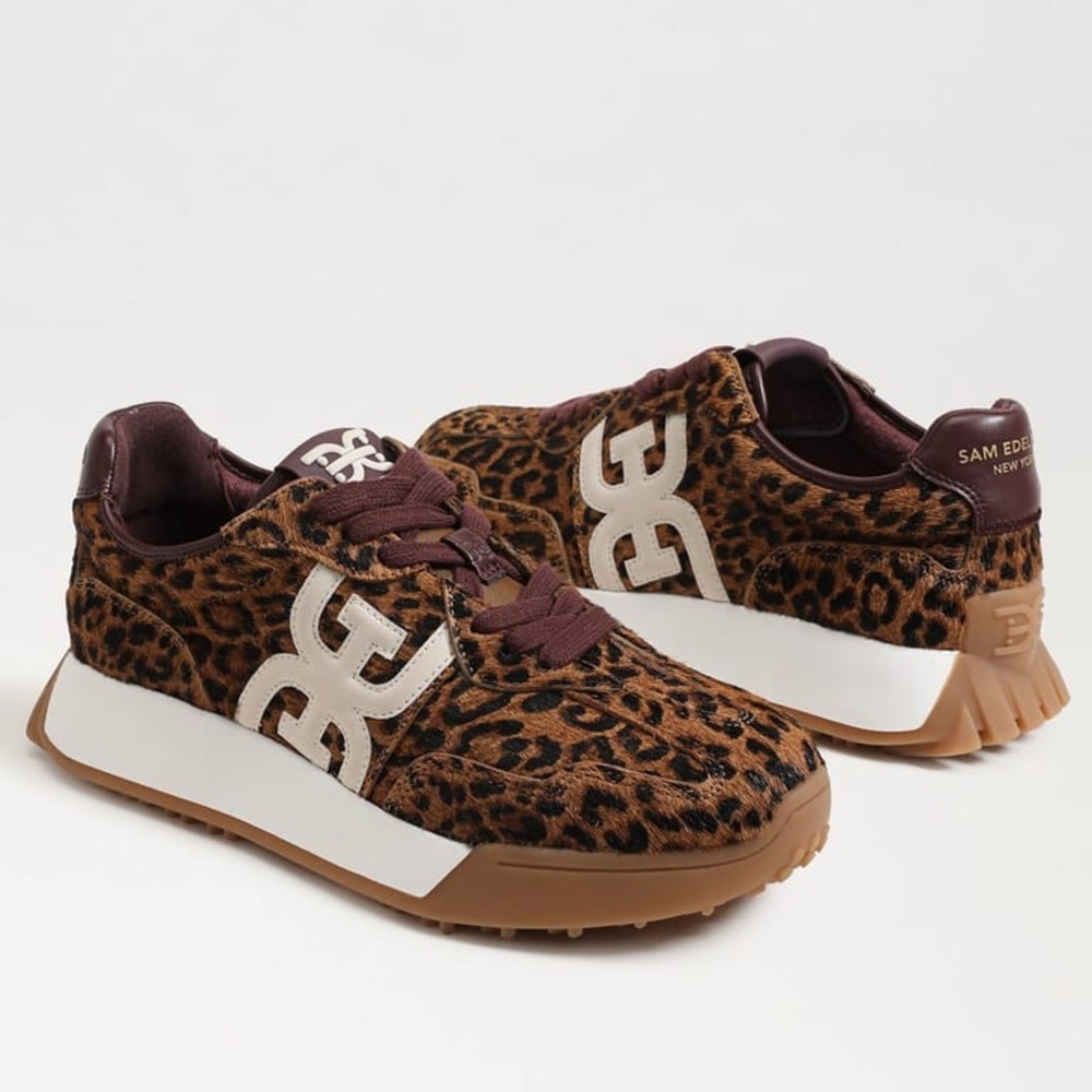 Sam Edelman Leopard-Print Sneakers with Burgundy Accents